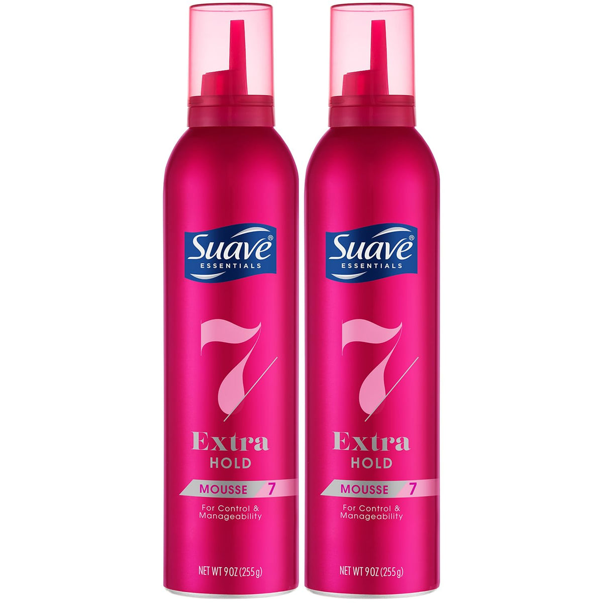 Suave Extra Hold Mousse bottle pour for smooth, flexible volume that lasts.