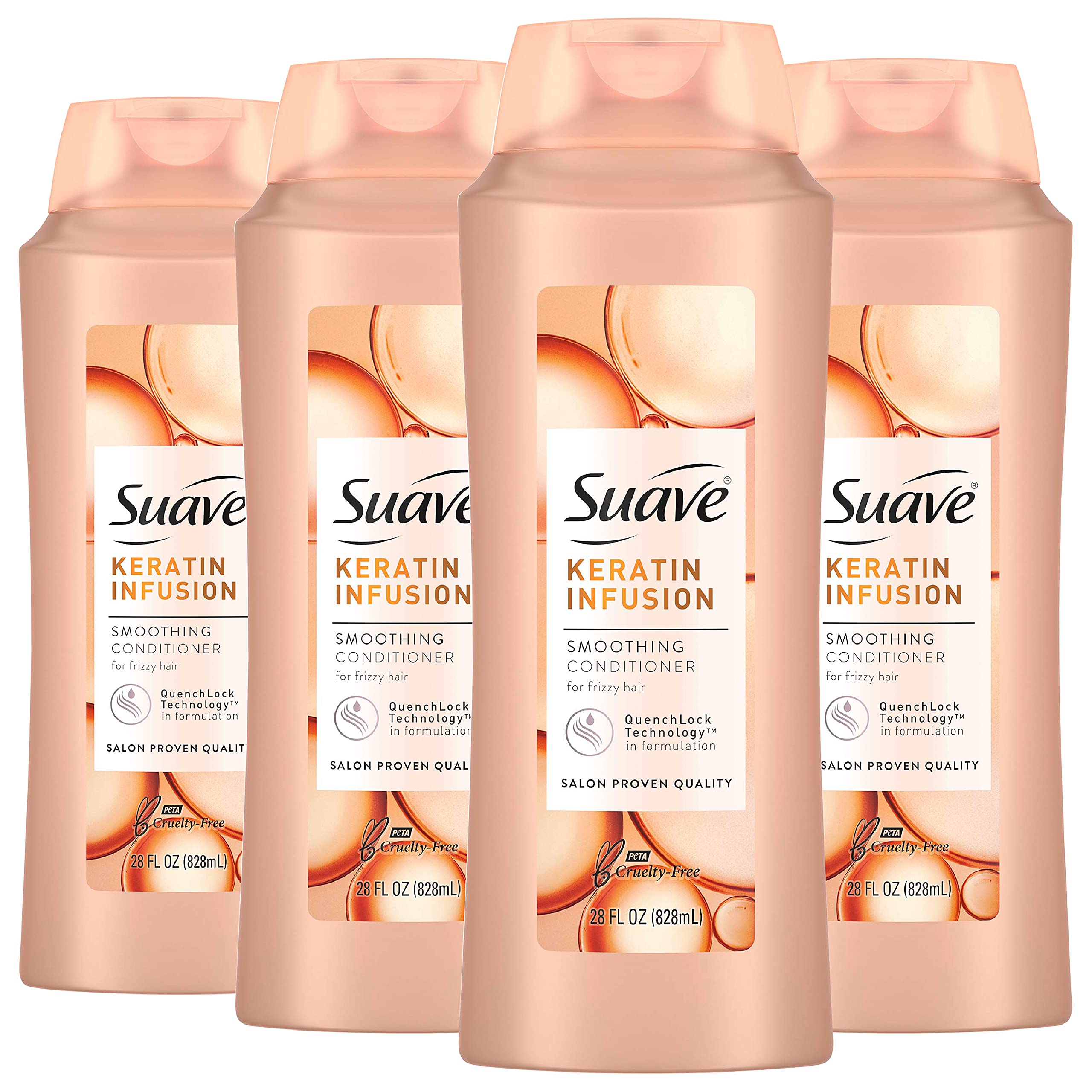 Suave Keratin Infusion Conditioner bottle for smooth, manageable hair.