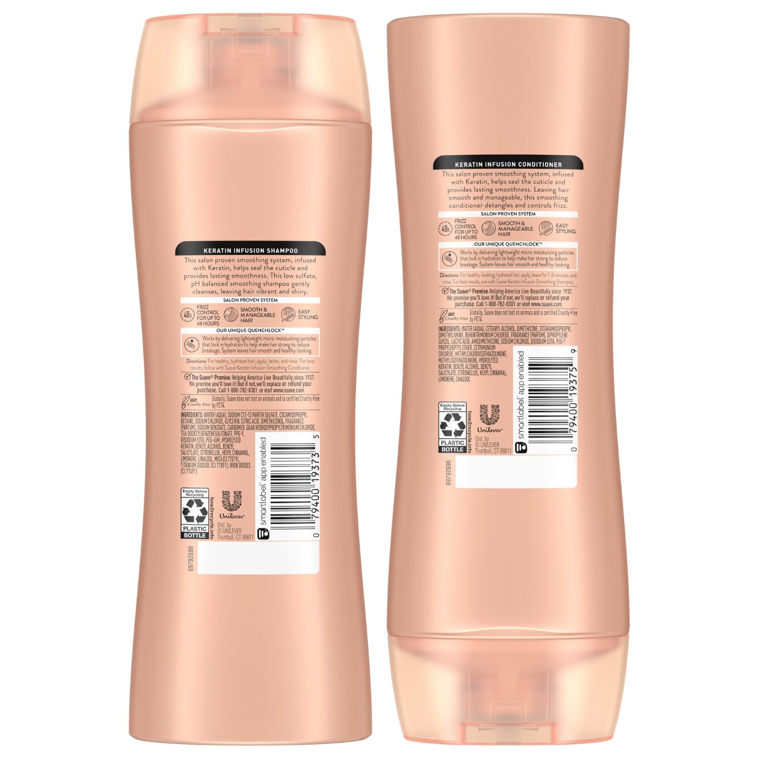 Suave Keratin Infusion set display suggests an at-home smoothing routine.