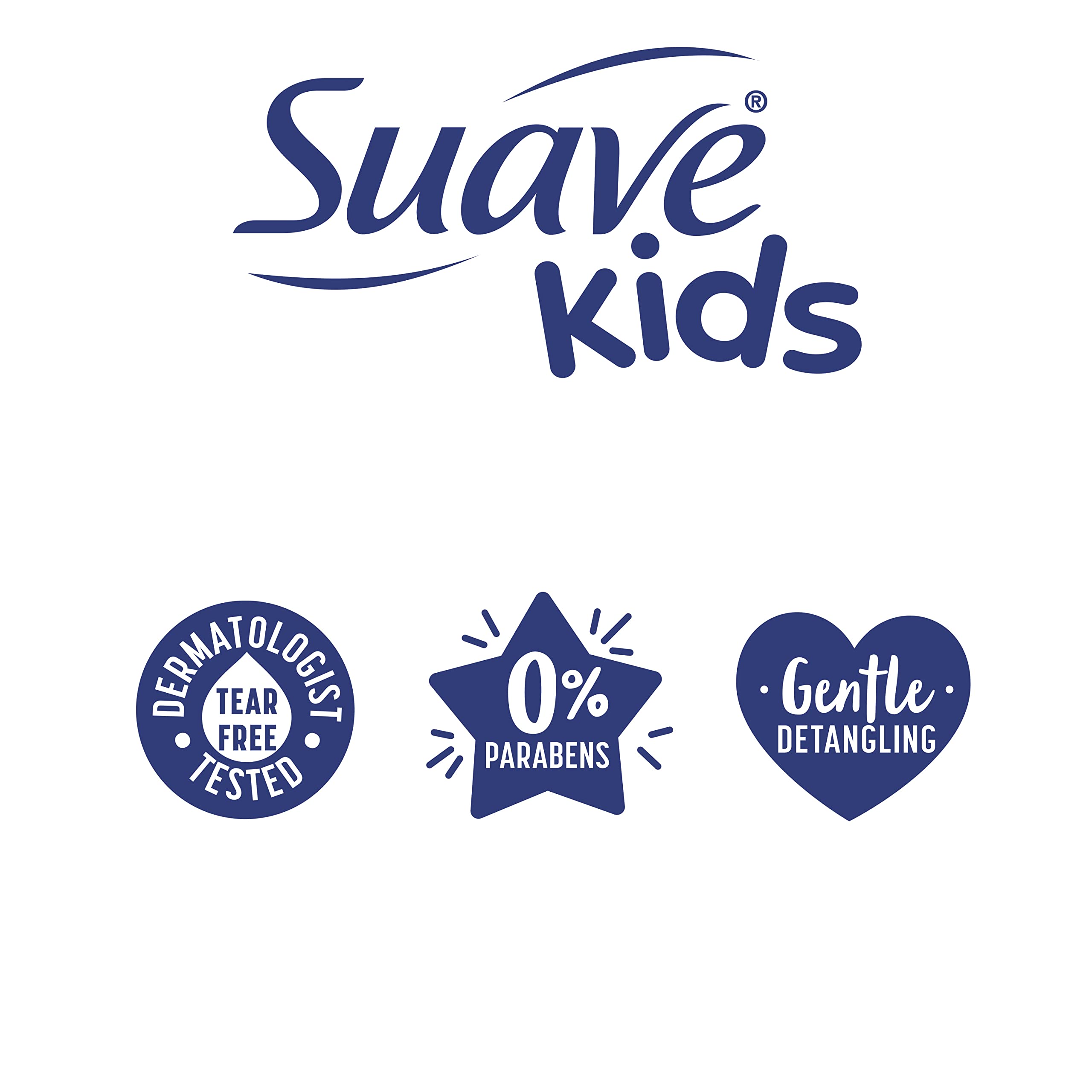 Dermatologist-tested Suave Kids logo signaling safety in kid care products.