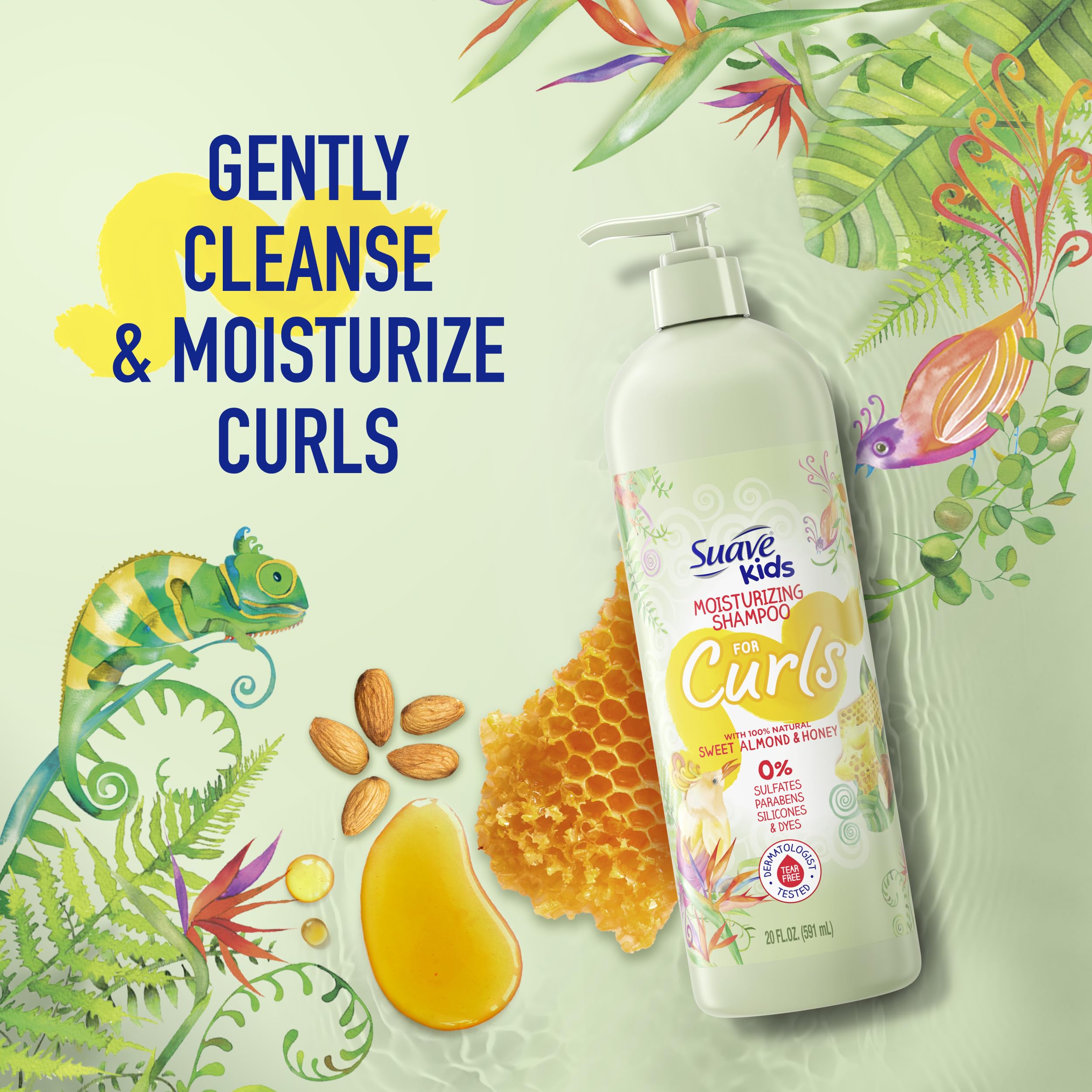Suave Kids Naturals Sweet Honey & Almond kids shampoo foam for tear-free wash.