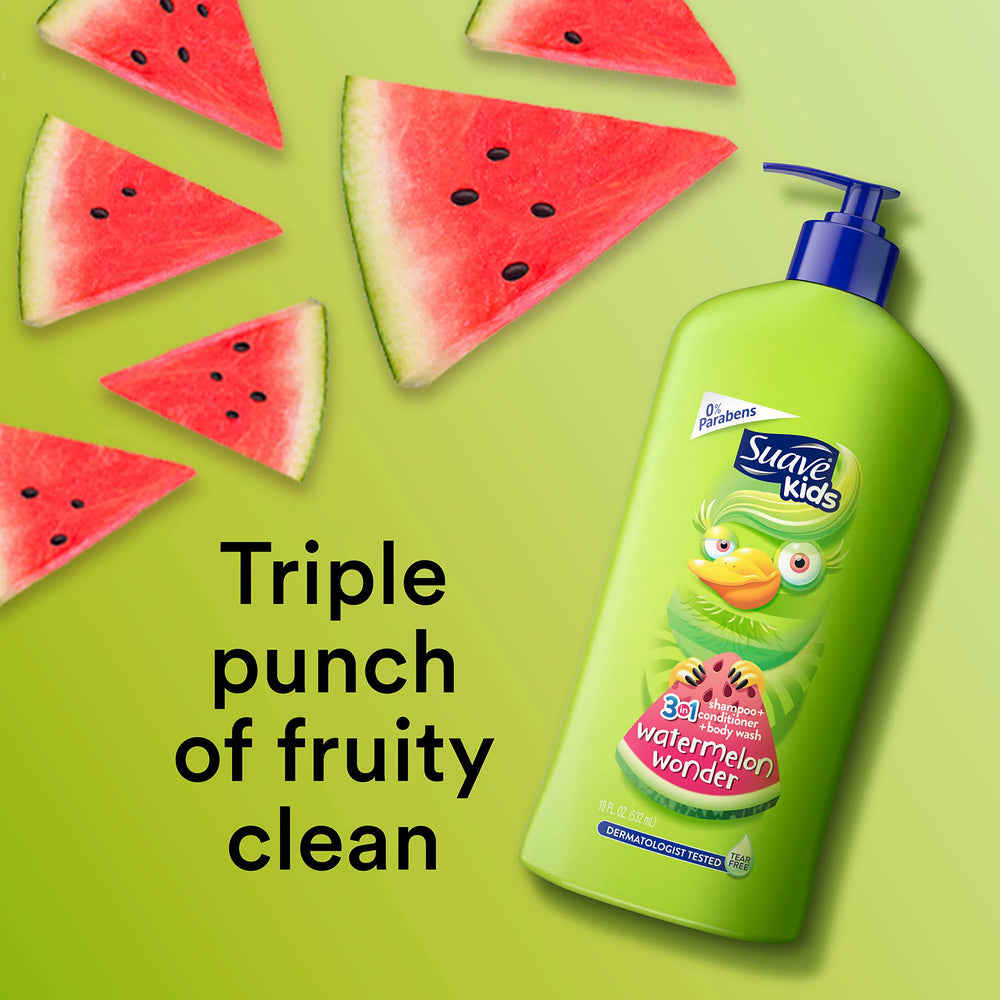 Tear-free Suave Kids formulation label indicating gentle cleansing for kids.