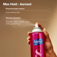 Scented Suave Max Hold bottle close-up highlighting aroma and hold.