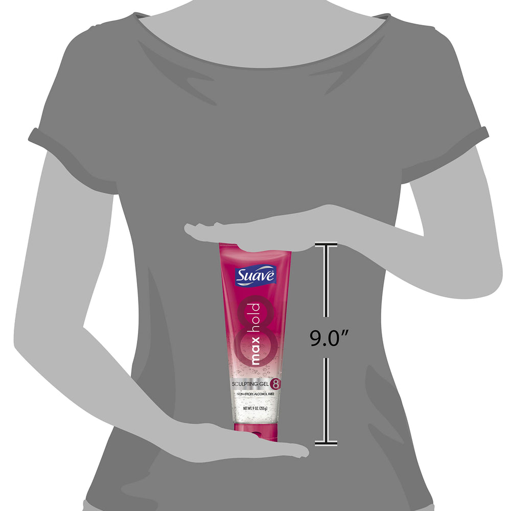 Suave Max Hold Sculpting Gel air-dry-wetter-look suggests natural, flexible hold.