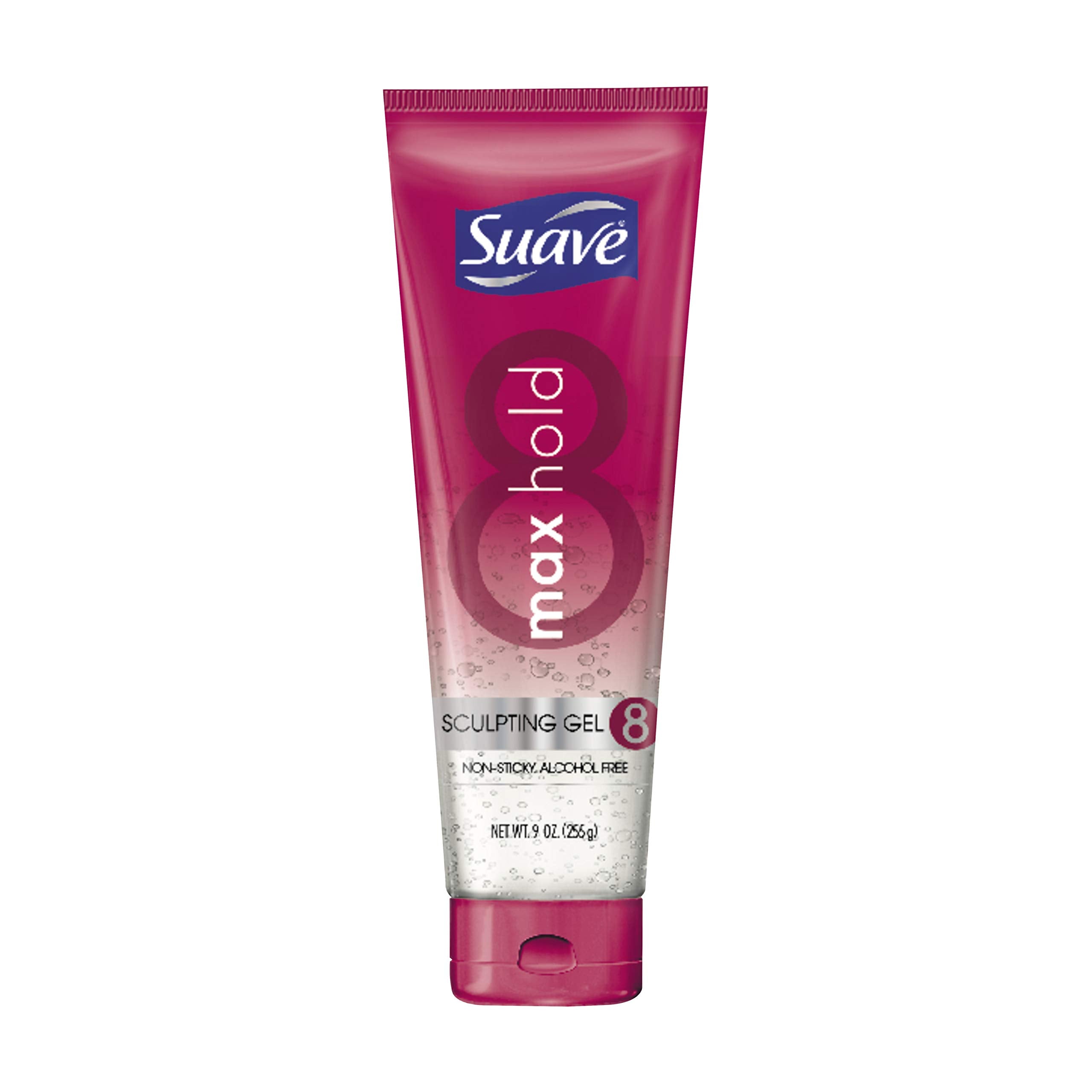 Suave Max Hold Sculpting Gel bottle with long-lasting hold for defined styles.