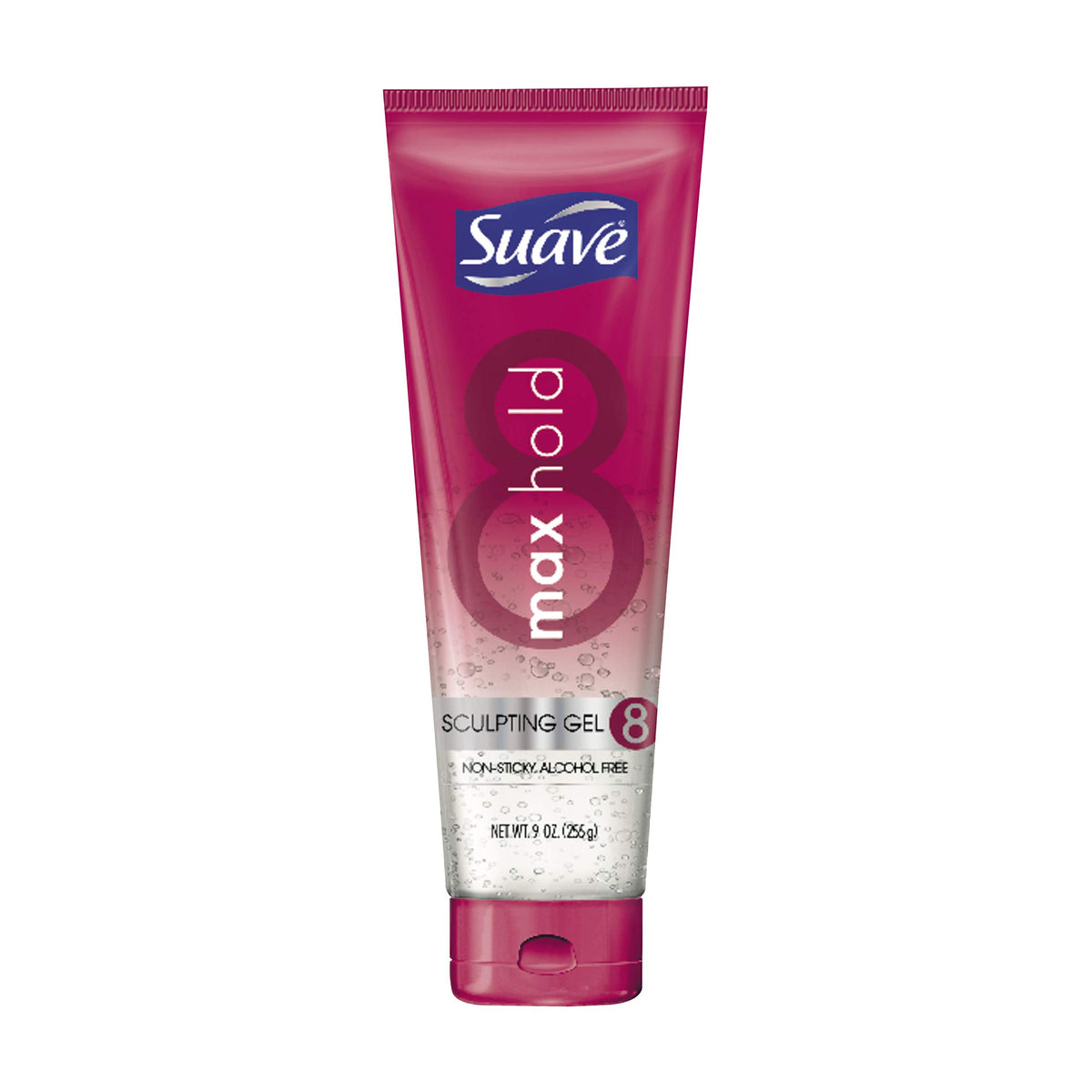 Suave Max Hold Sculpting Gel bottle with long-lasting hold for defined styles.