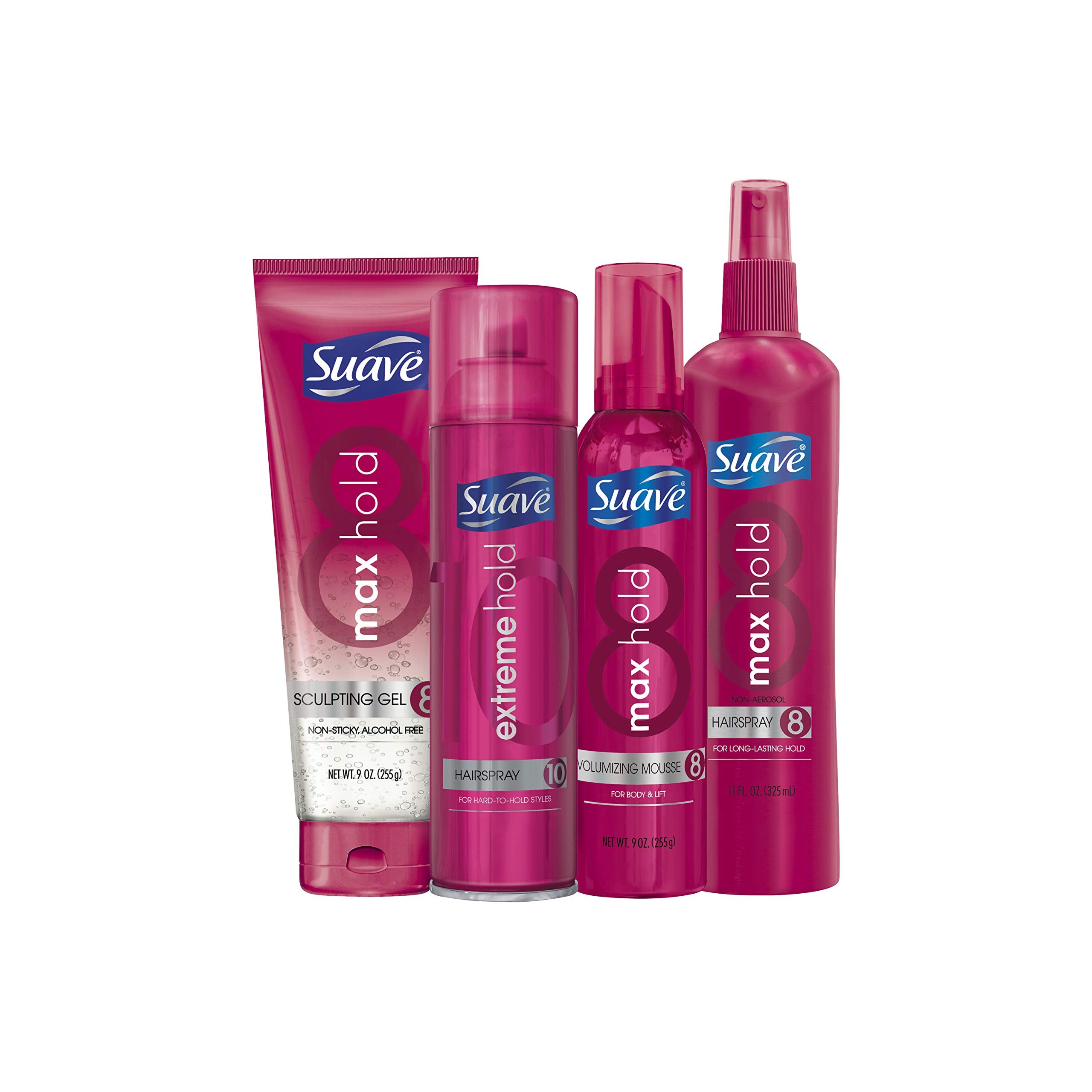 Suave Max Hold Sculpting Gel damp-hair use image demonstrates root-to-tip control.