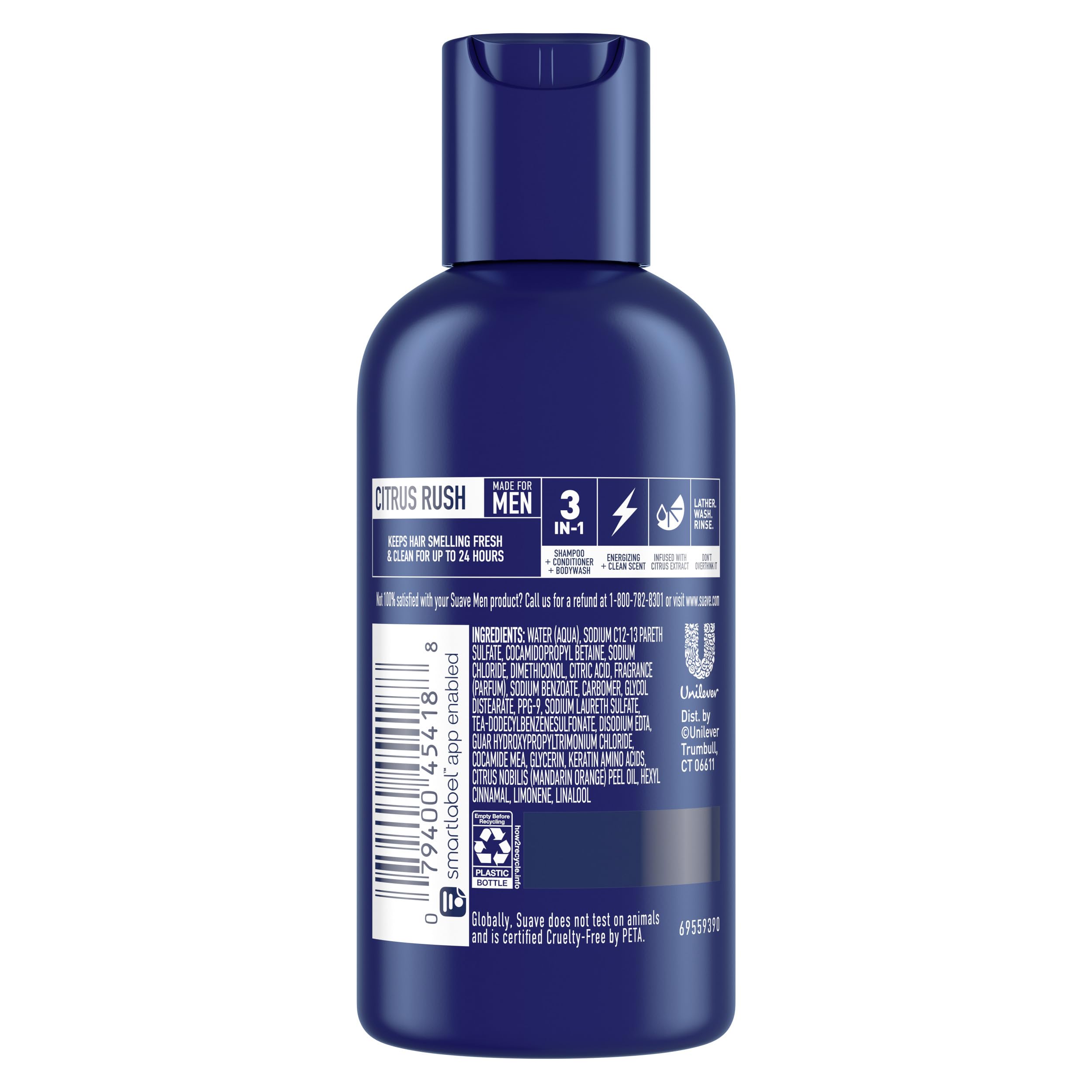 Foamy lather from Suave Men Citrus Rush for a refreshing morning shower.