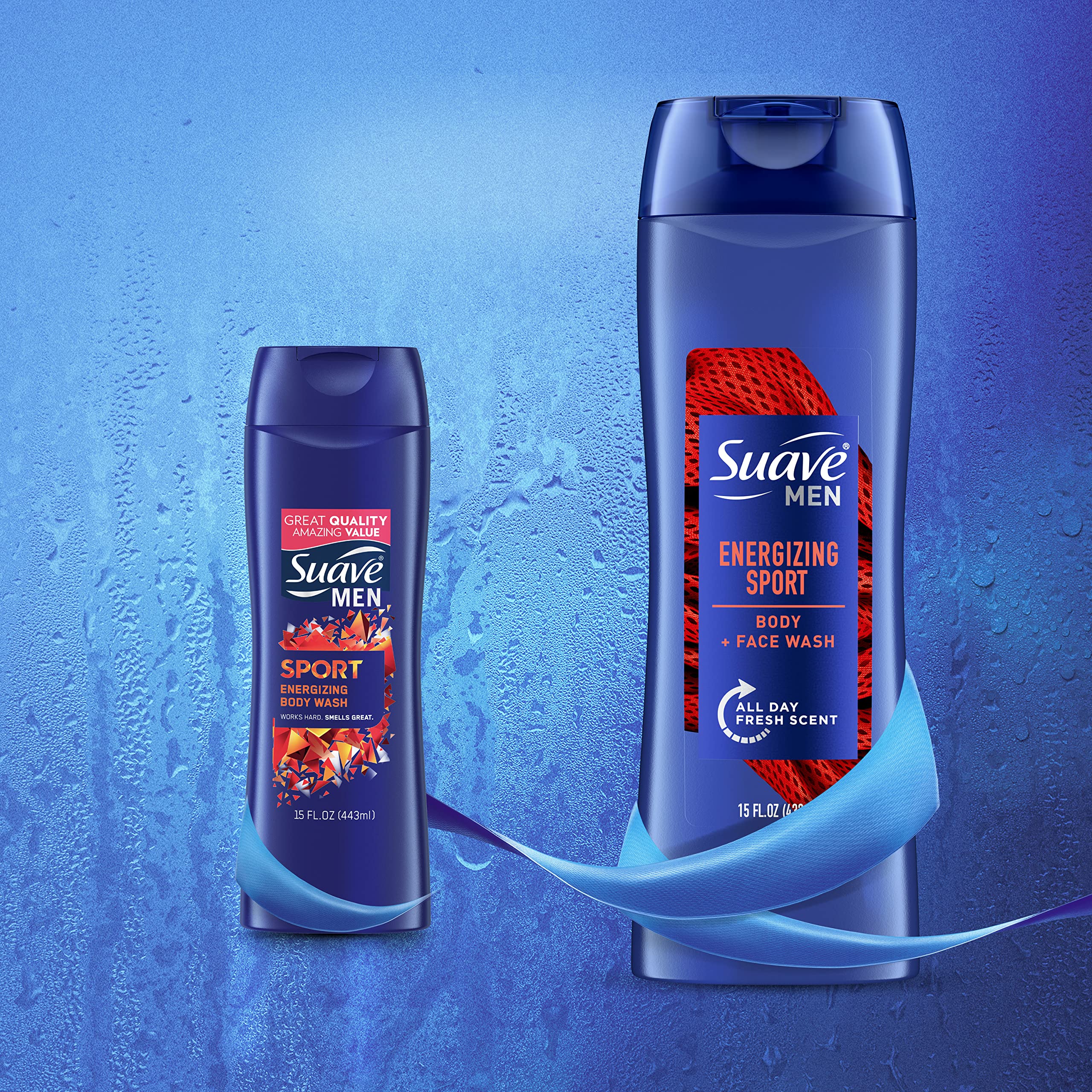 Suave Men Sport bathroom-scene highlights everyday routine at home or gym.