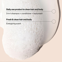 Close-up of Suave Citrus Rush label on the 3-in-1 bottle.