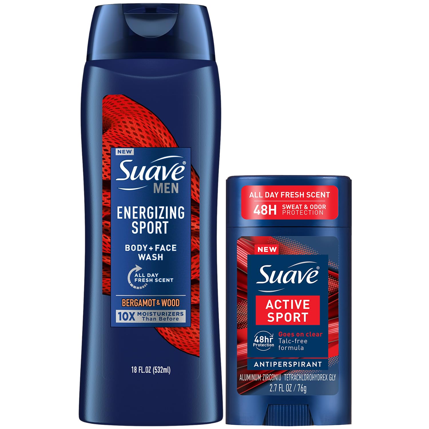 Suave men's body wash energizing sport bottle delivers moisturizing lather for refreshed skin.