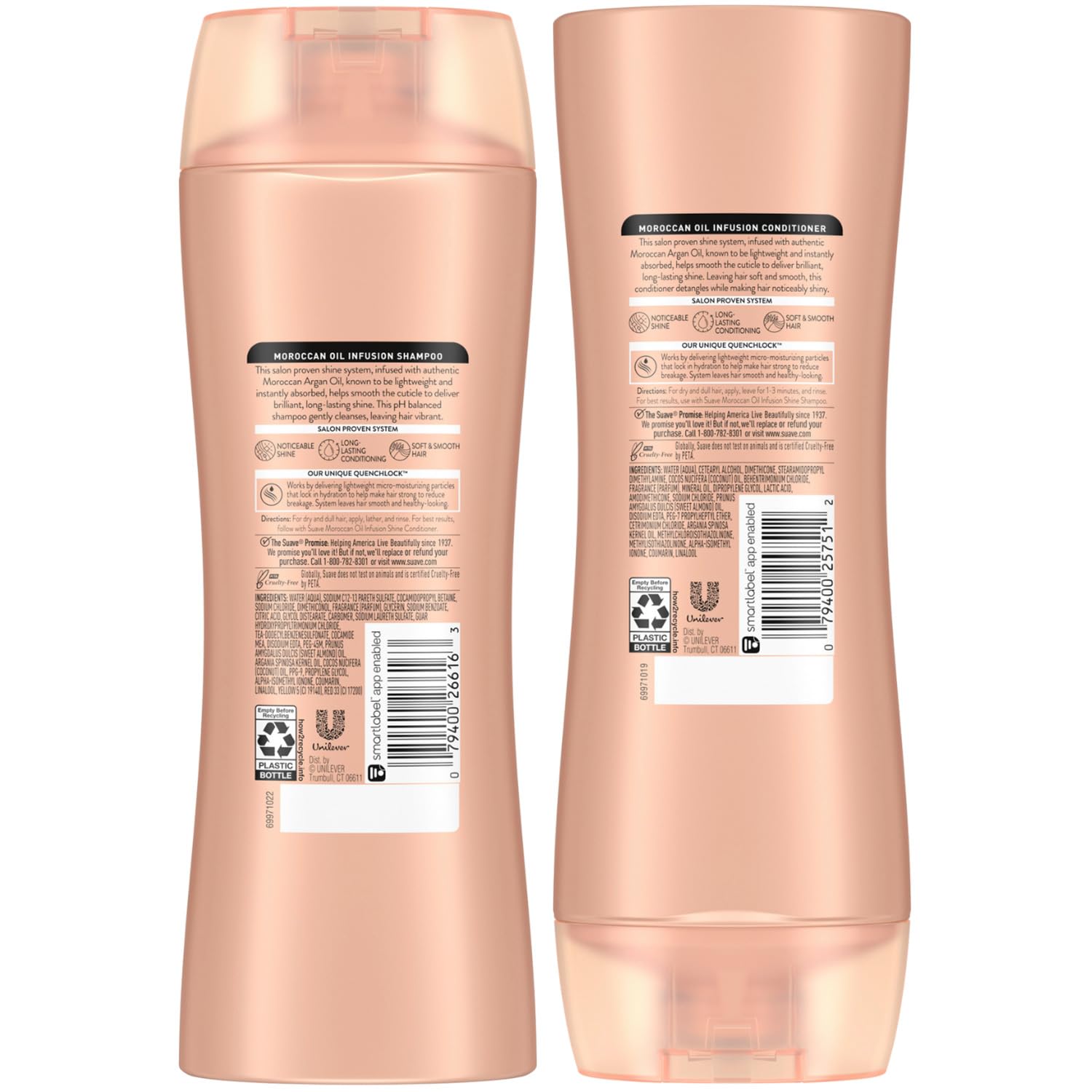 Suave Moroccan Oil Infusion cruelty-free product with ethical appeal.