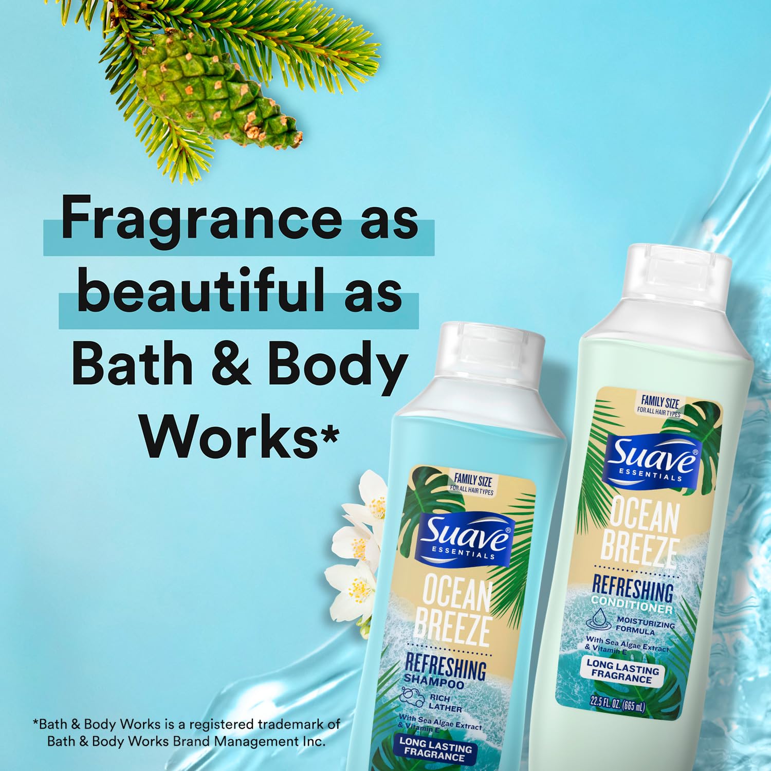 Suave Ocean Breeze conditioner bottle for smooth, manageable hair