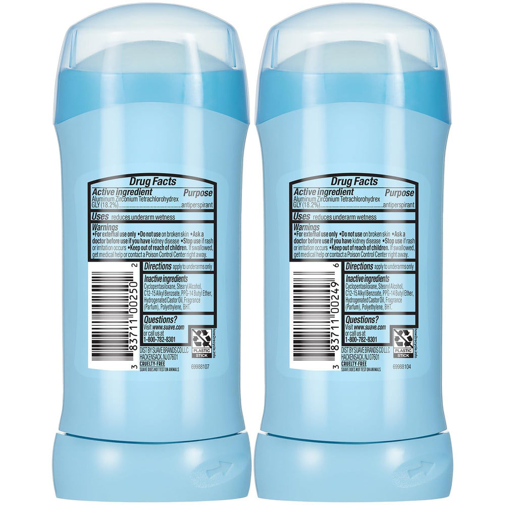 Suave 2-pack packaging, ideal for travel or gifts.