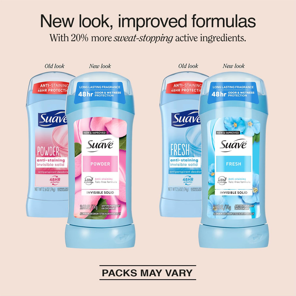 Suave Powder deodorant stick 2-pack with a light, clean scent.