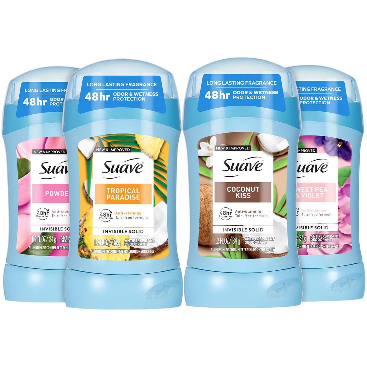 Suave Powder deodorant stick for daily invisible protection.