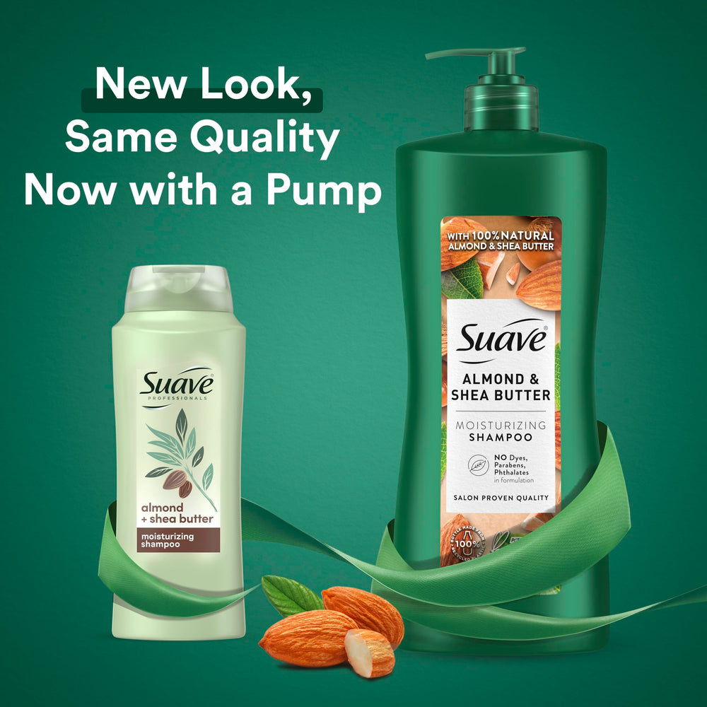 28 oz packaging and dual bottles of the Suave system