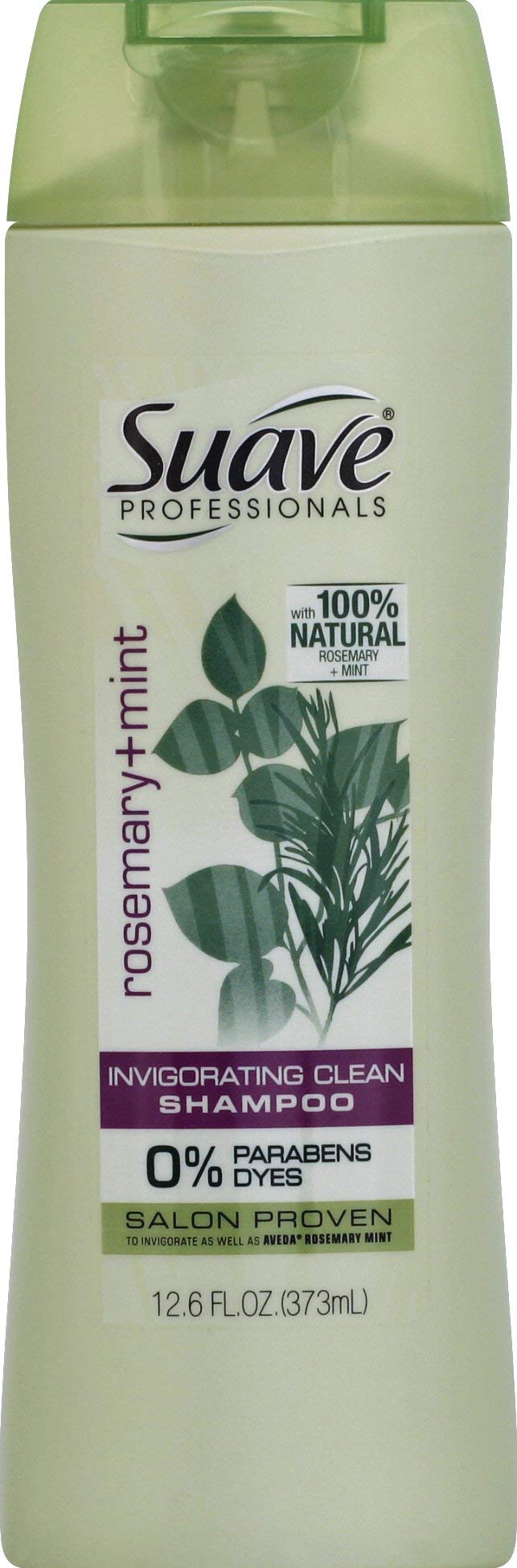 Suave Professionals Rosemary and Mint shampoo bottle with invigorating scent for a refreshing daily cleanse.