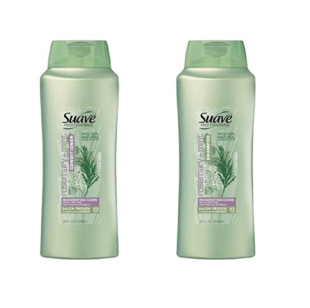 Suave Rosemary + Mint shampoo and conditioner bundle bottle for soft, shiny hair