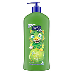 Suave Silly Apple 3-in-1 bottle front shows kid-friendly design for simple routines.