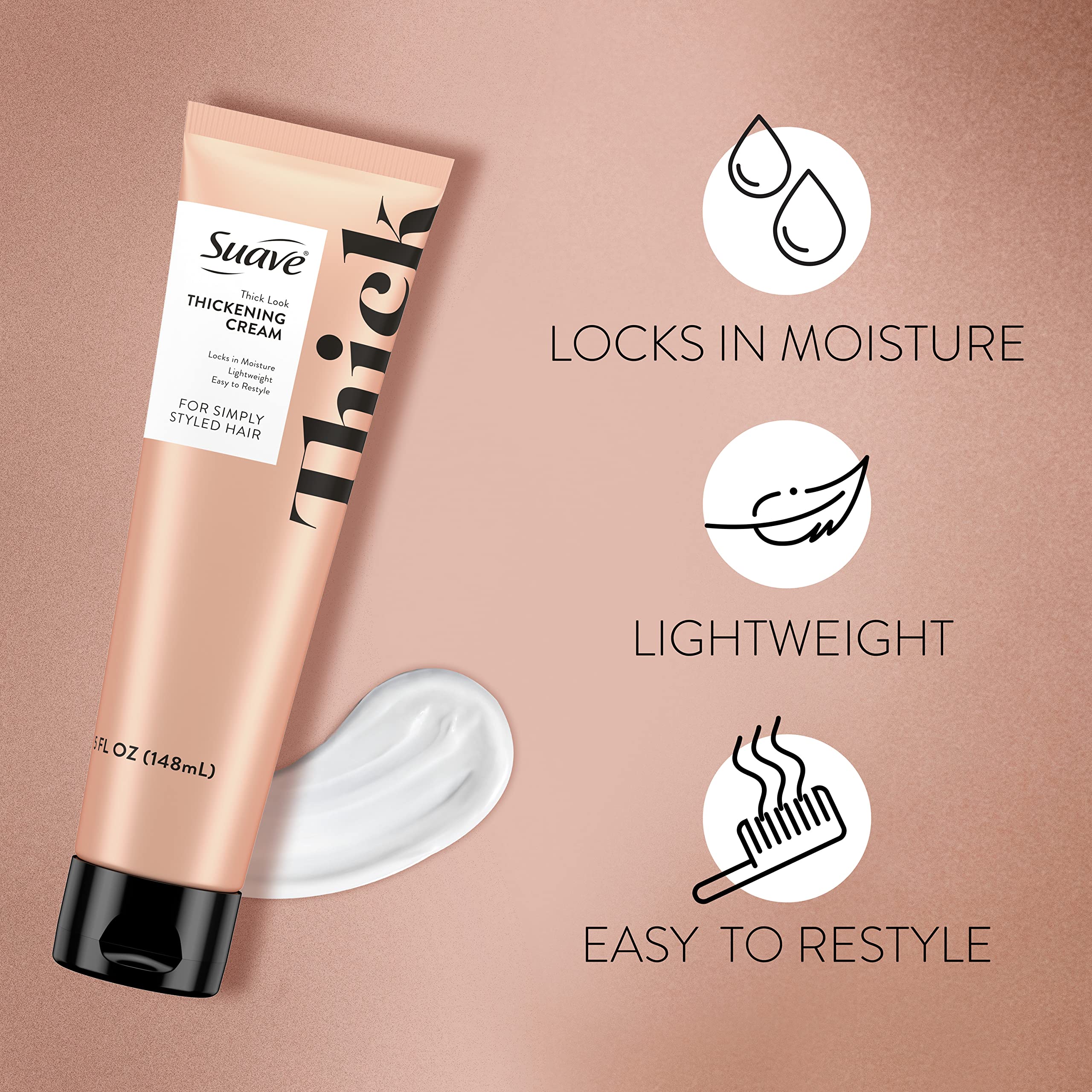 Close-up of detailed label on Thickening Cream.