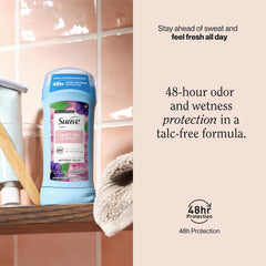 Stain-free formula from Suave Sweet Pea & Violet minimizes marks on clothes.