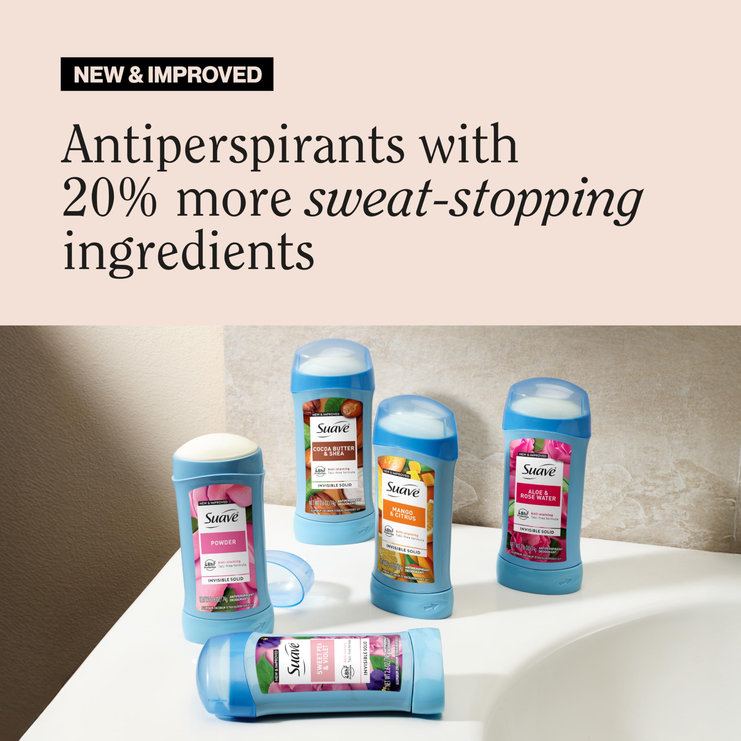 Talc-free formula designed for comfortable underarm wear.