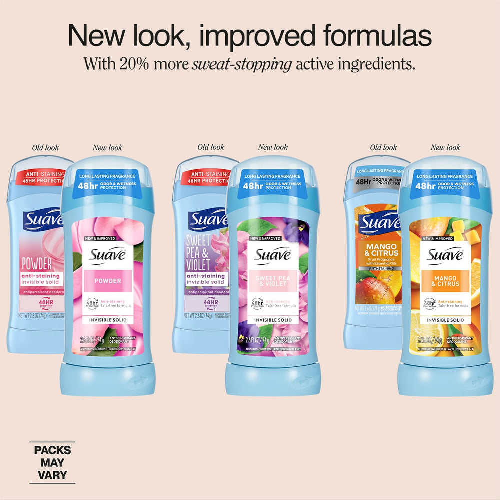 Suave Tropical Paradise deodorant stick with refreshing scent and long-lasting freshness.