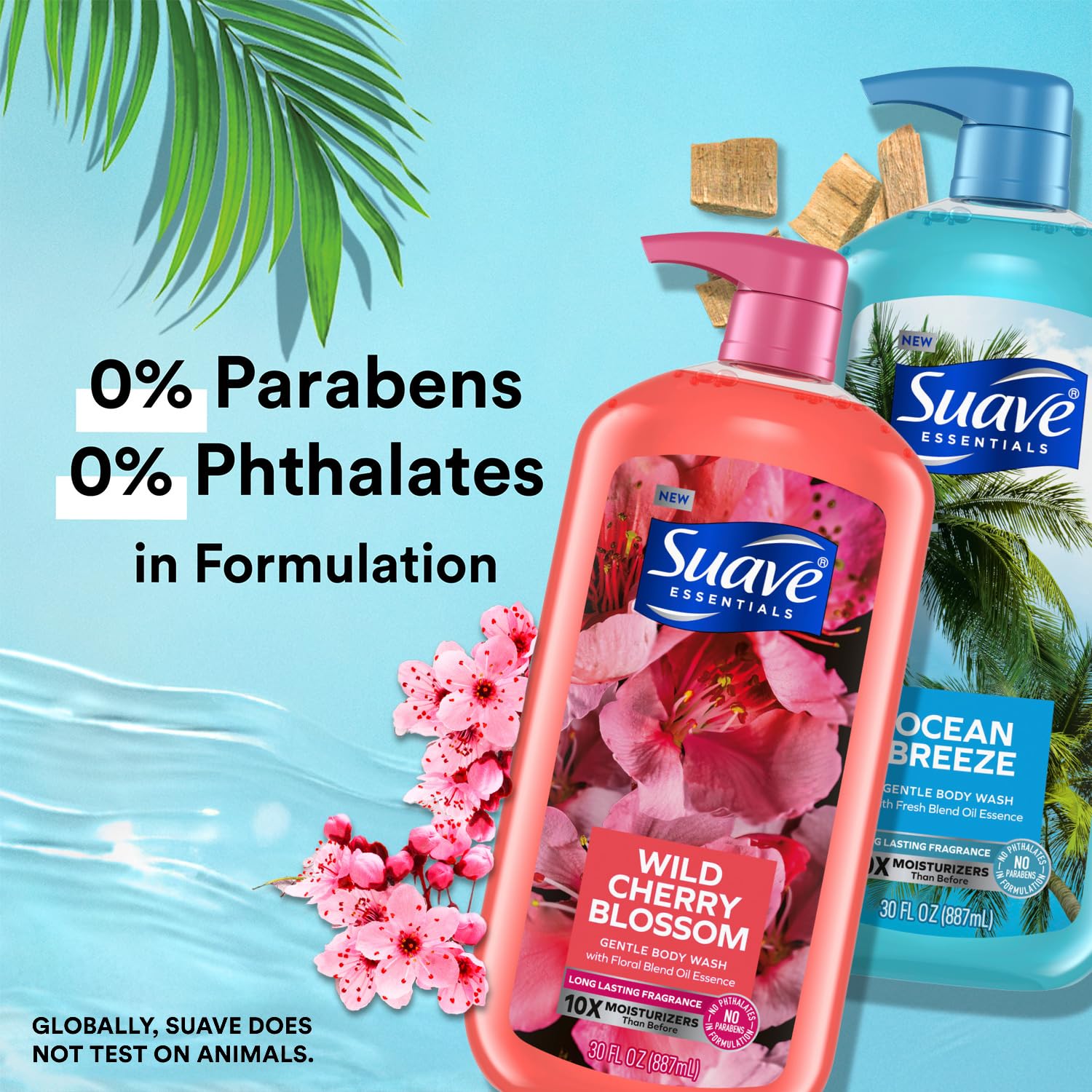 Wild Cherry Blossom bubbles provide a fragrant shower and skin-softening feel