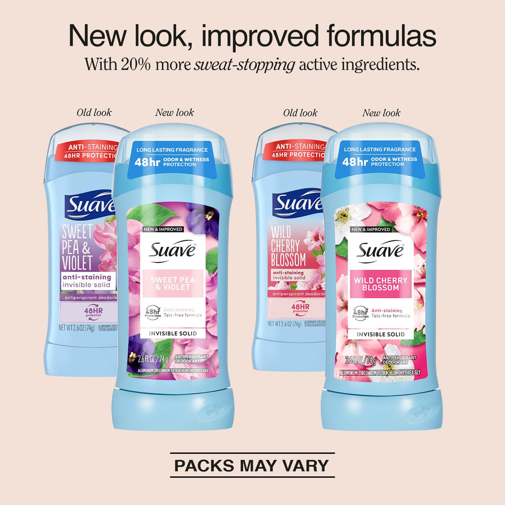 Suave Wild Cherry Blossom packaging shows a twin-pack for versatile daily use.
