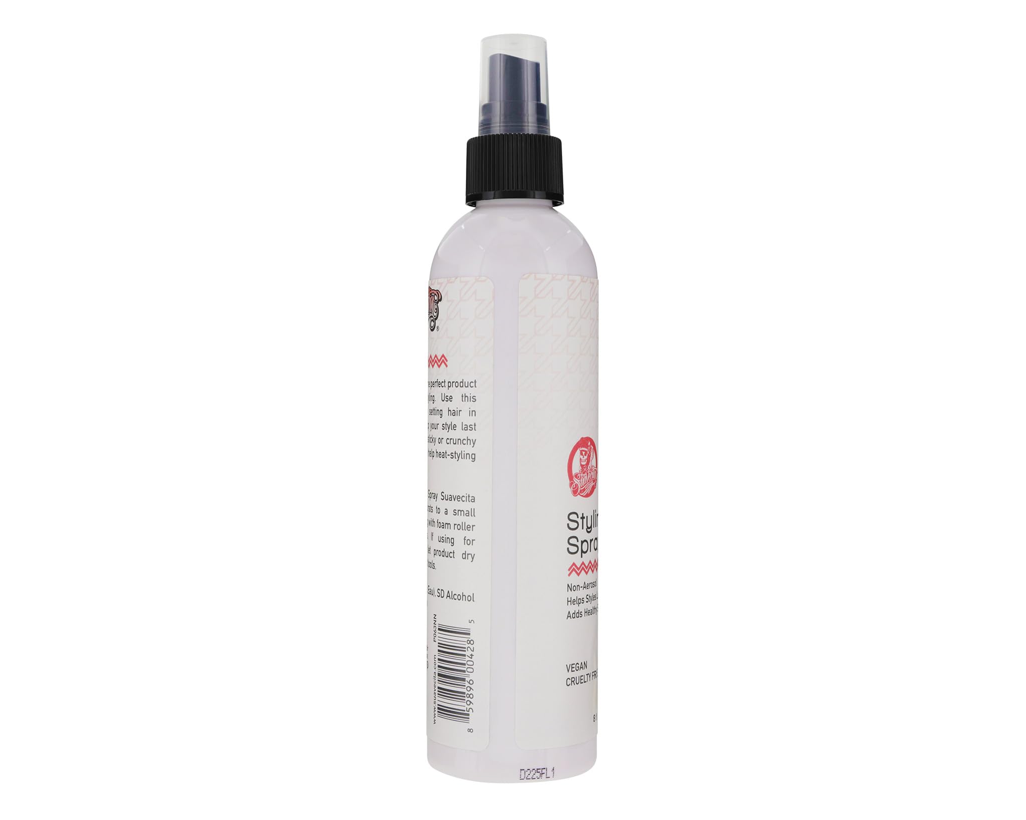 Medium shine finish from Suavecita styling spray adds a natural glow.