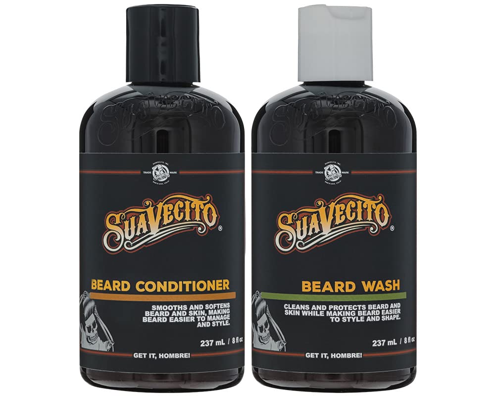 Suavecito Beard Wash Set packaging shown for premium grooming display.