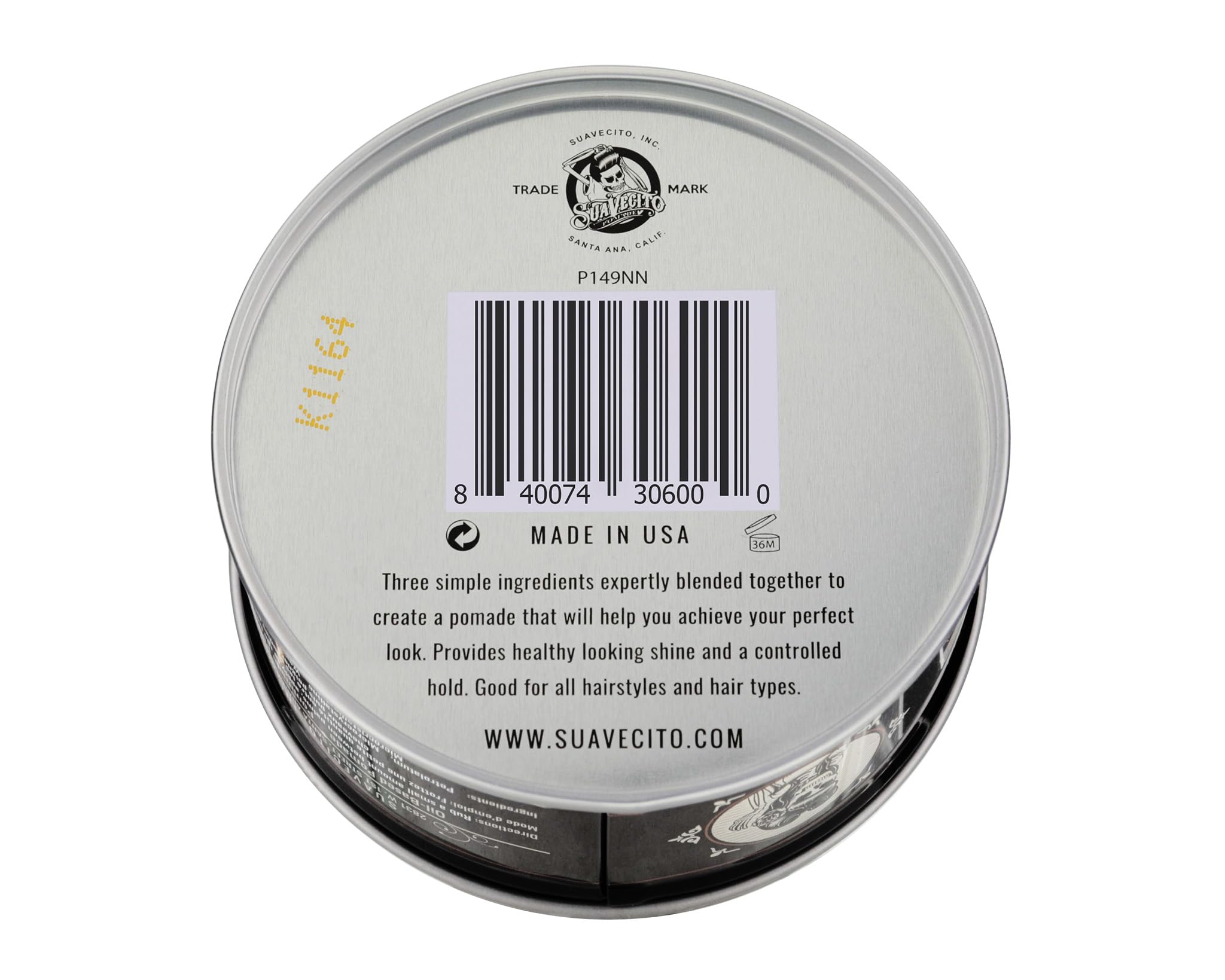 Branded Suavecito pomade tin sits on dresser for daily rituals.