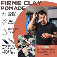 Hair styling with Suavecito Firme Clay—precision sculpting and texture.