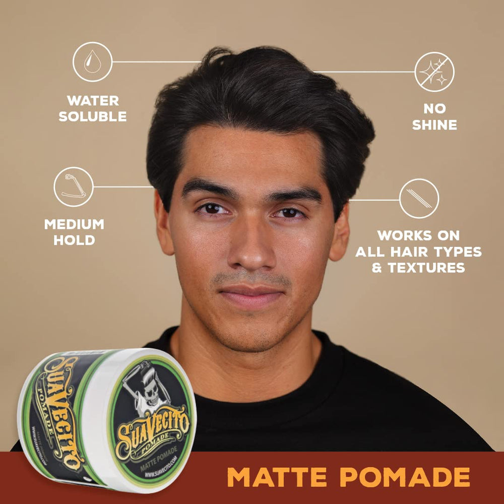 Suavecito Matte Pomade USA-made formula delivers reliable hold for everyday styles.