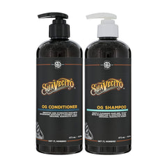 Suavecito OG shampoo bottle pump promotes gentle cleansing for all hair types.