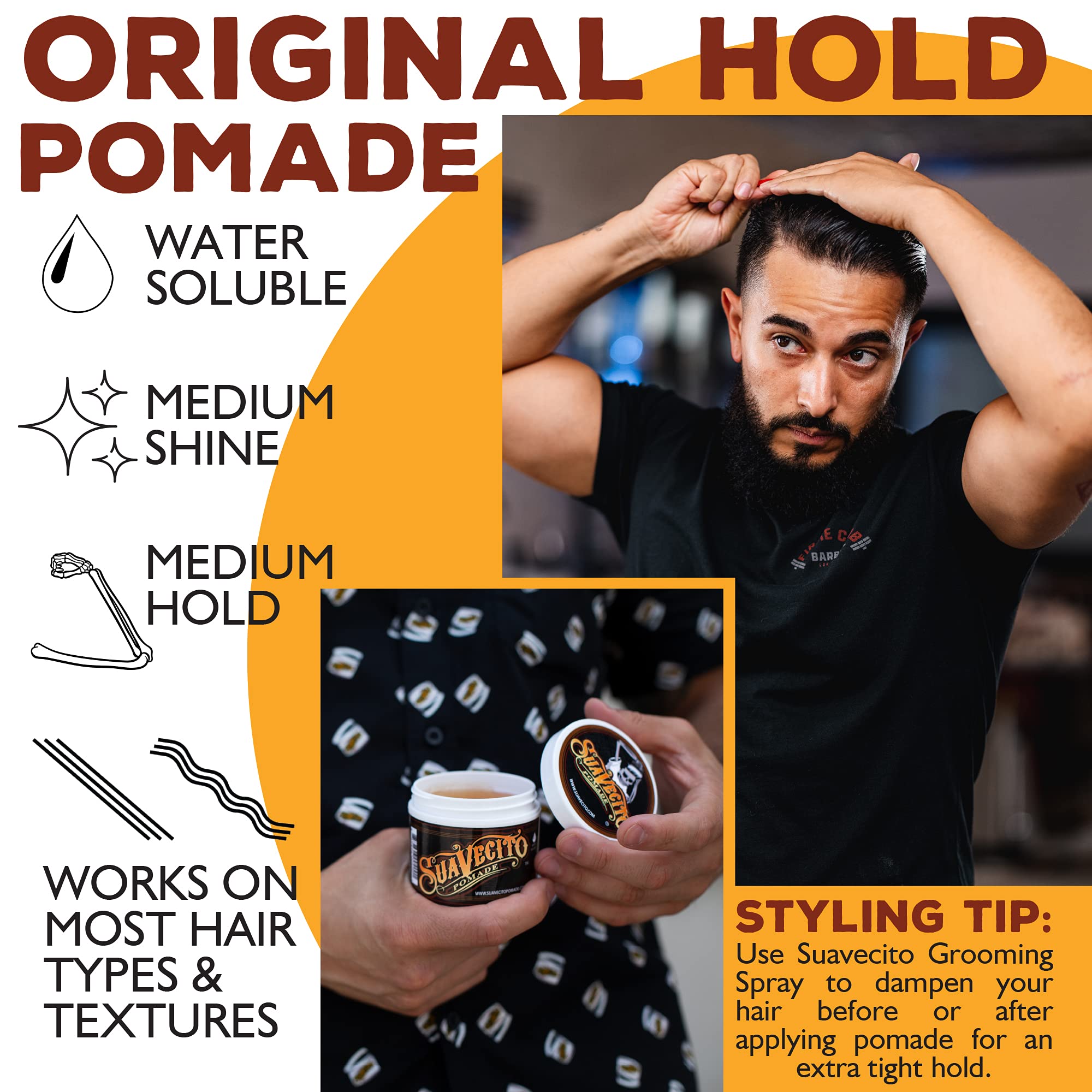 No white residue after styling with Suavecito Pomade Original Hold.