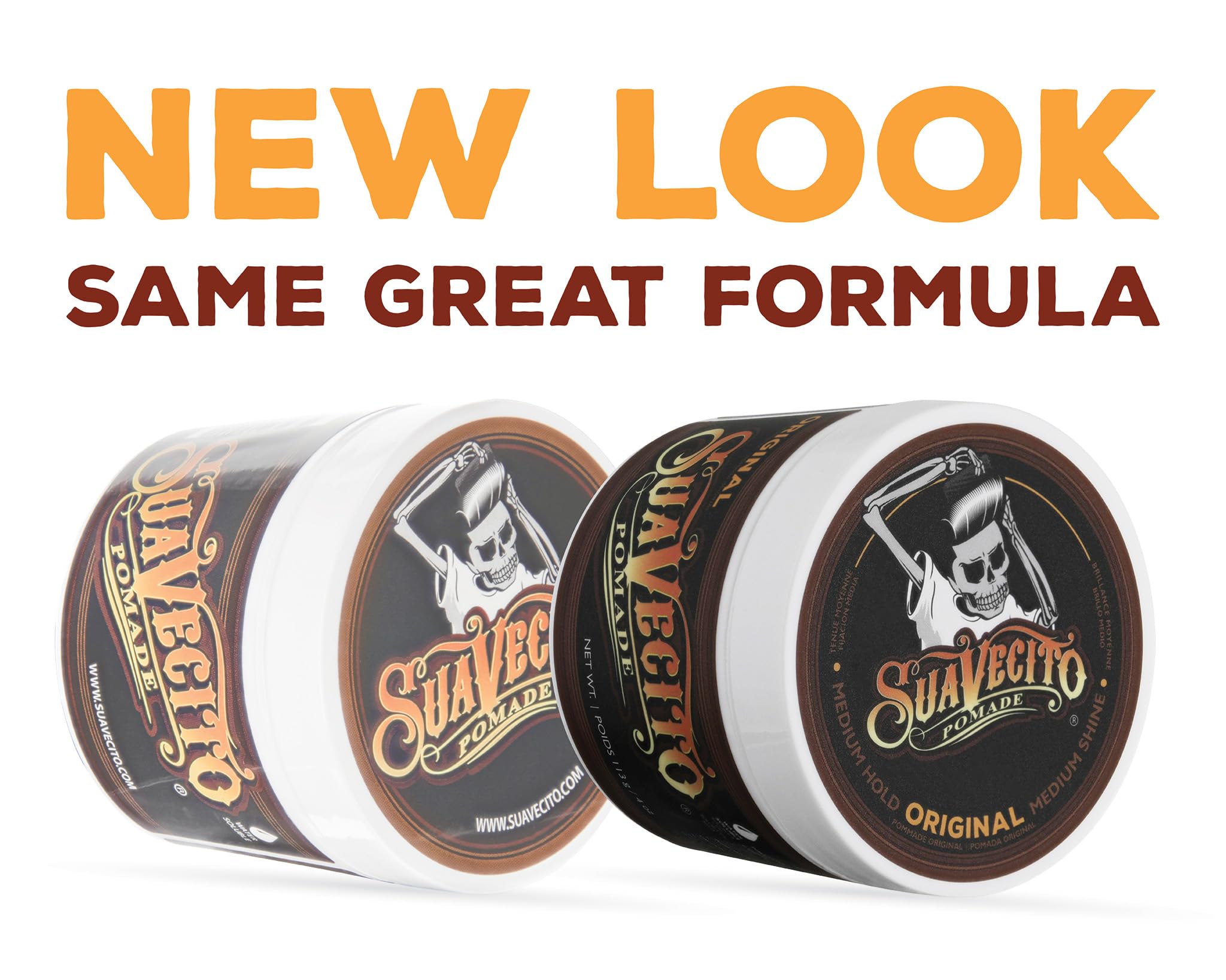 Suavecito Pomade Original jar shot demonstrates easy application and all-day hold.