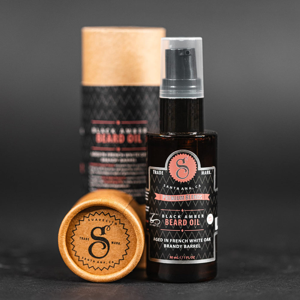 Suavecito Premium Blends bottle closeup highlights lightweight formula.