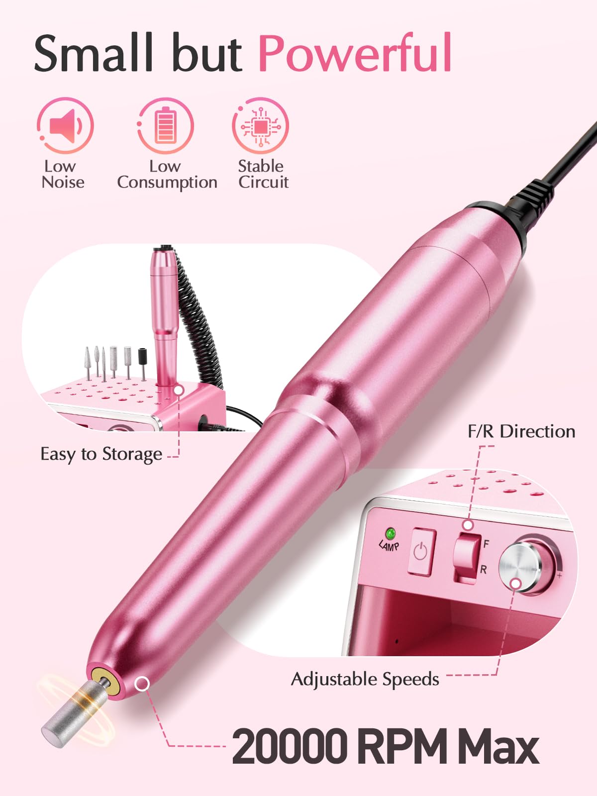 SUBAY nail drill ergonomic grip design for comfortable use during extended sessions