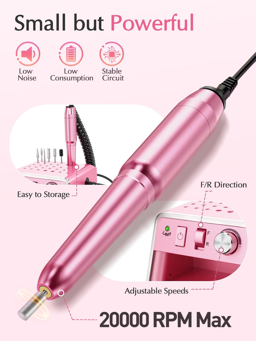 SUBAY nail drill ergonomic grip design for comfortable use during extended sessions