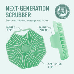Sud Scrub mint fins close-up highlights flexible cleansing action