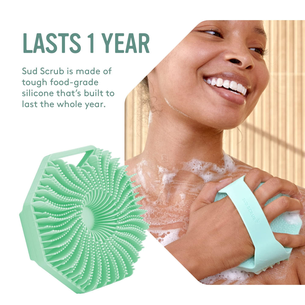 Sud Scrub mint strapped-handle confirms secure grip during use
