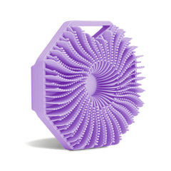 Sud Scrub antimicrobial silicone body scrubber purple closeup showing hygienic surface and odor resistance