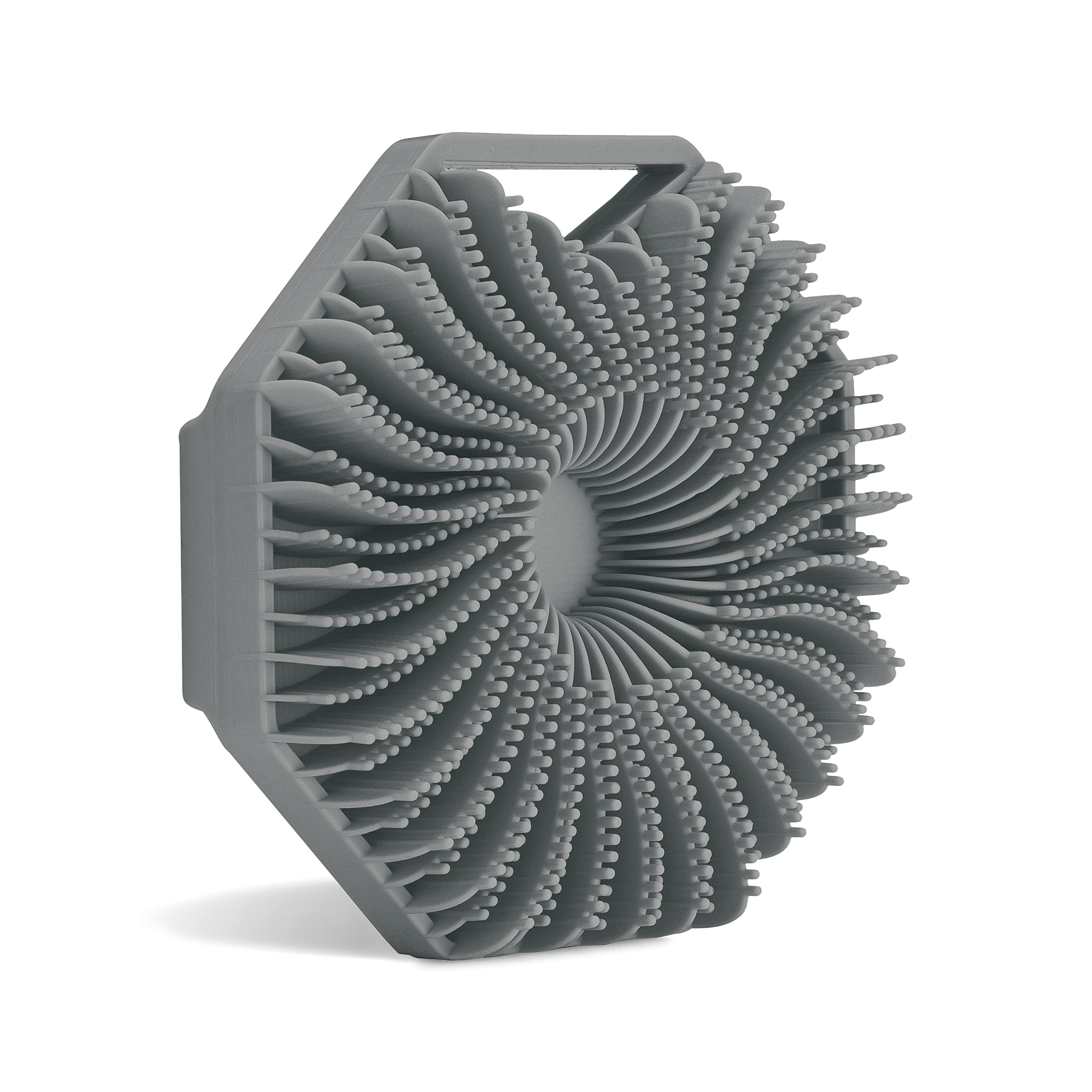 Sud Scrub antimicrobial silicone body scrubber top view shows hygienic design
