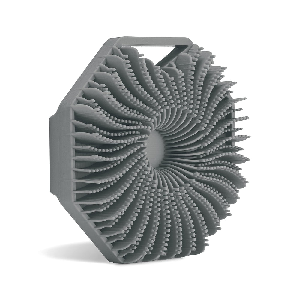 Sud Scrub antimicrobial silicone body scrubber top view shows hygienic design