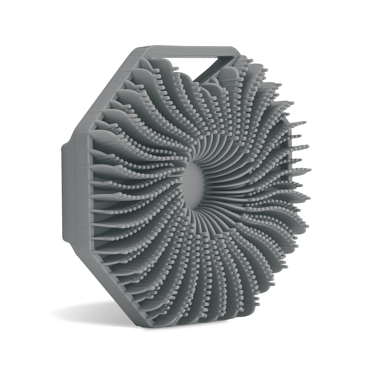 Sud Scrub antimicrobial silicone body scrubber top view shows hygienic design