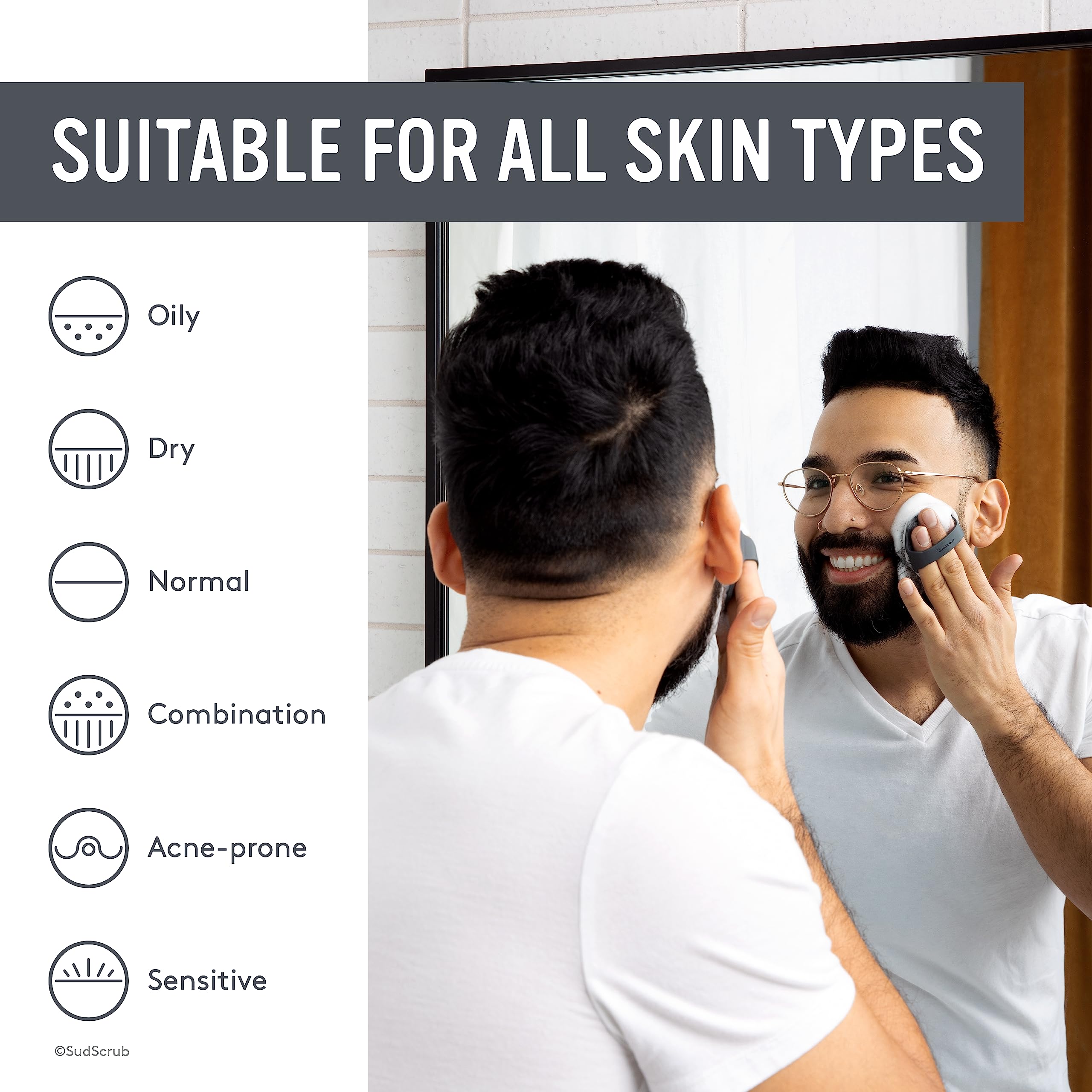 Sud Scrub antimicrobial surface helps resist odor-causing bacteria on contact.