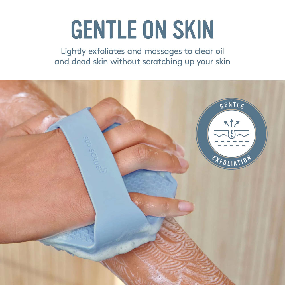 Sud Scrub durable food-grade silicone brush lasts through many showers.
