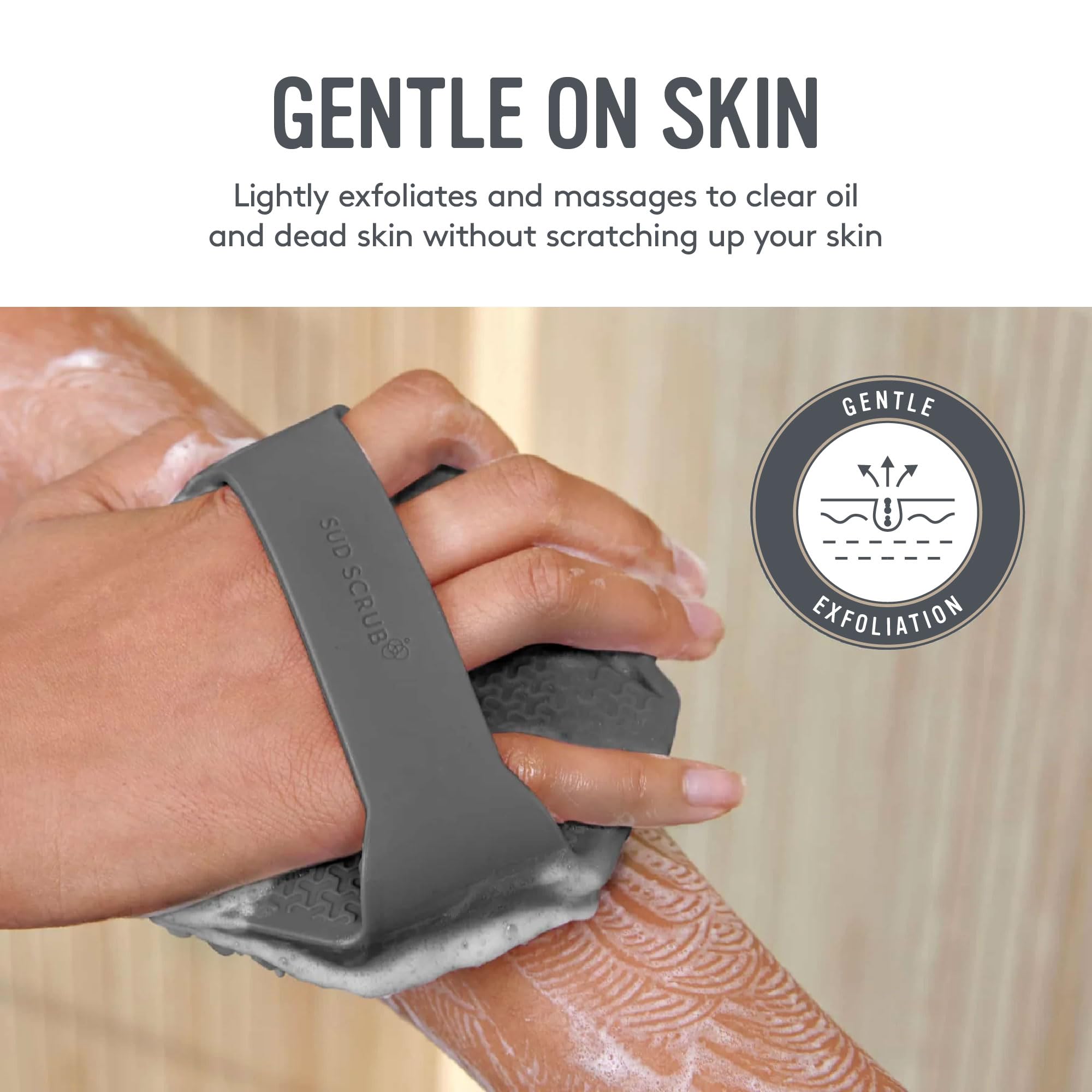 Sud Scrub durable food-grade silicone construction for long-lasting shower sessions